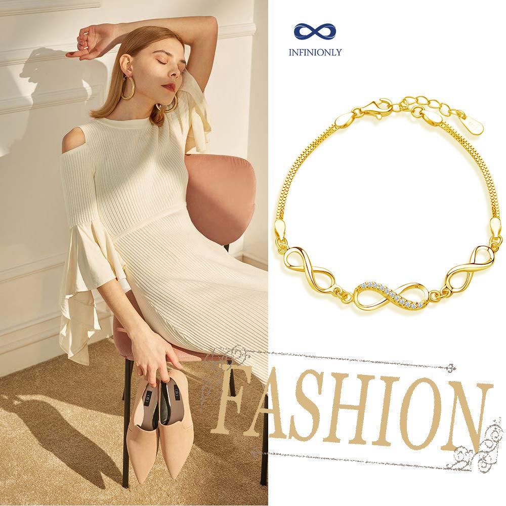INFINIONLY Infinito bracciale argento zirconi oro