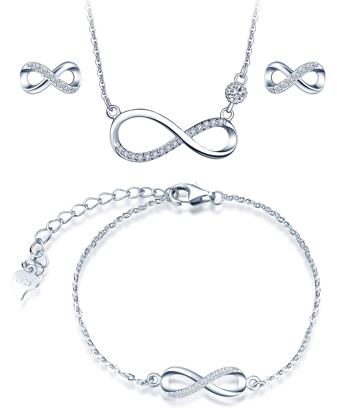 Infinionly Fashion parure argento 925 infinito set C zirconi