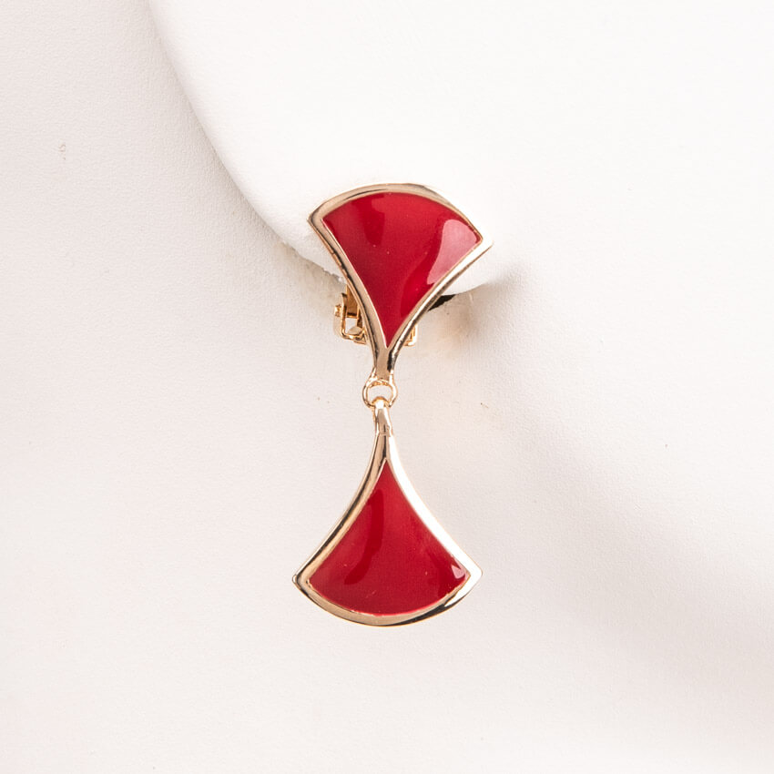 Chic Ad Hoc Orecchini a clip ventaglio oro e rosso
