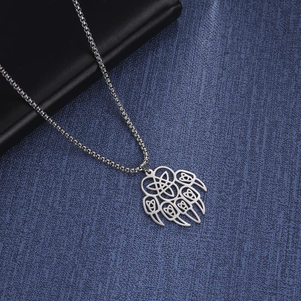 EUEAVAN Necklaces collana artiglio orso acciaio argento 60 cm