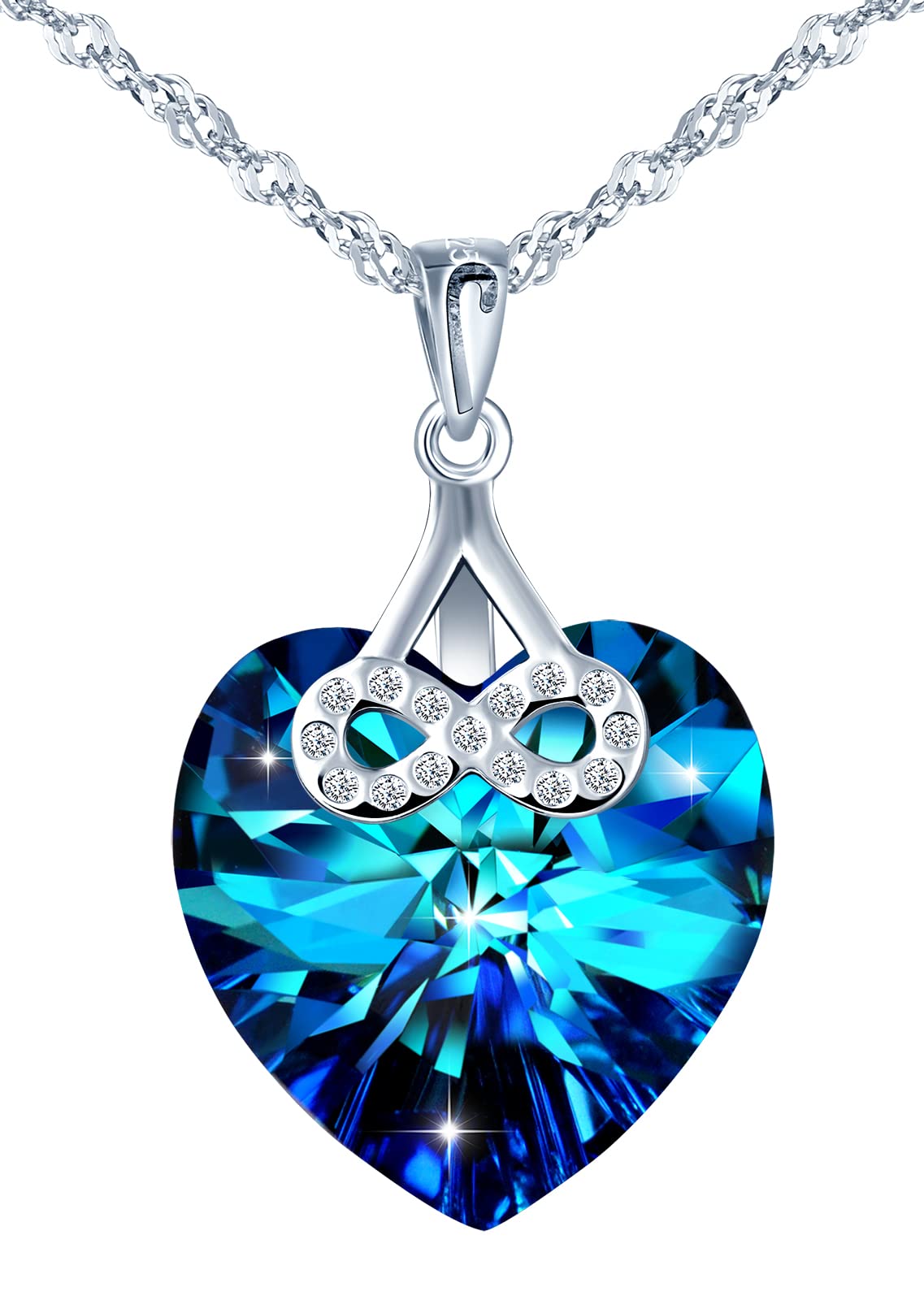 INFINIONLY Fashion Collana Cuore Cristallo Viola Argento 925