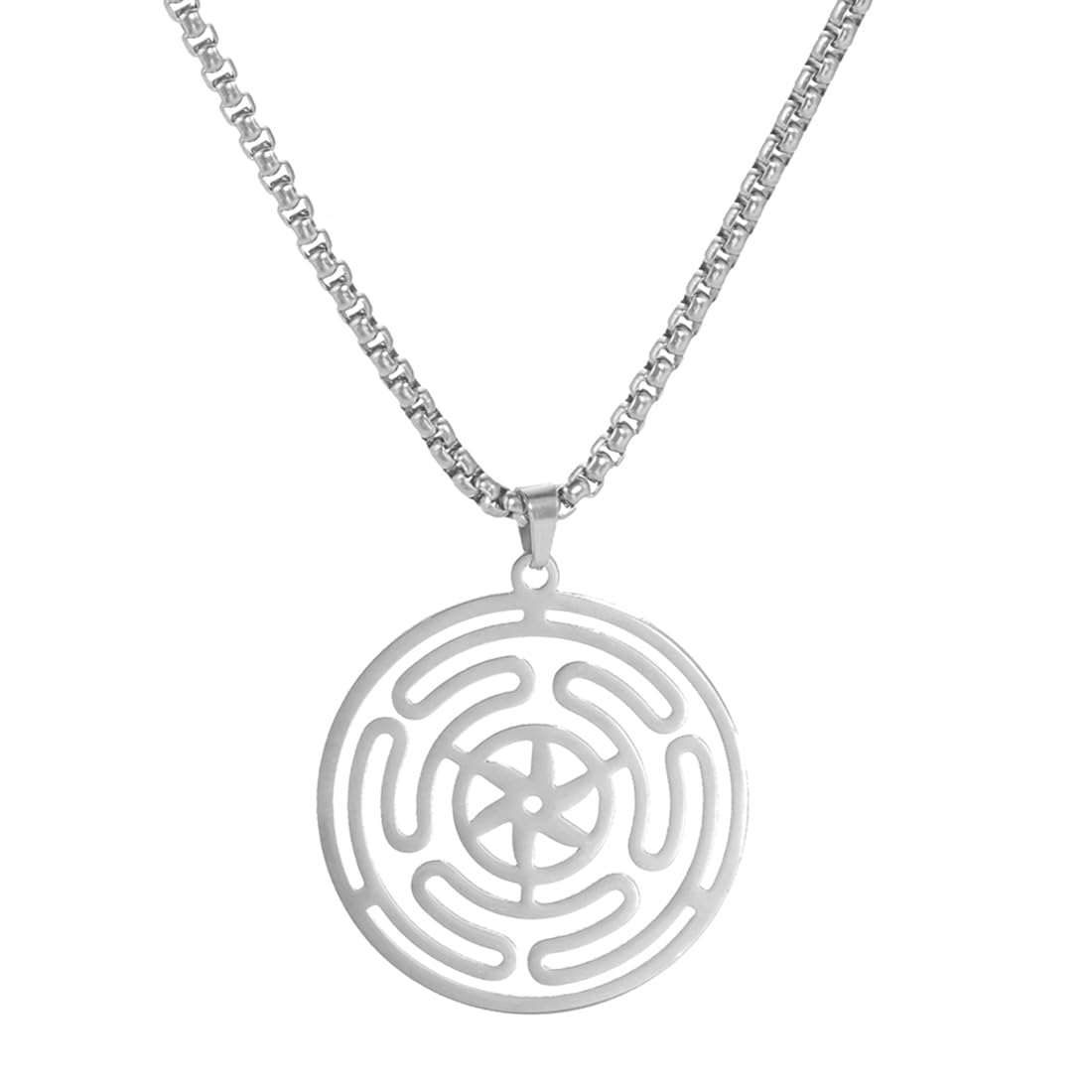 EUEAVAN collana ruota di Ecate argento amuleto wiccan