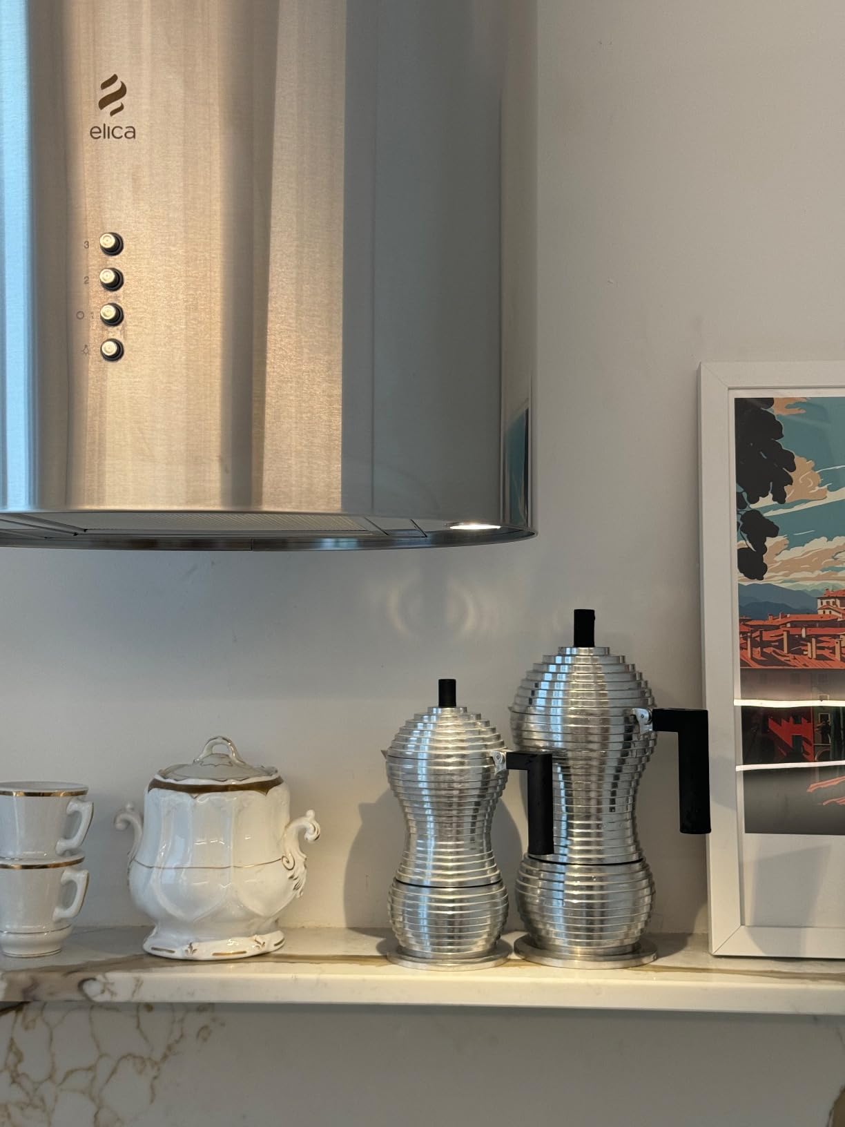 Alessi Pulcina Caffettiera Moka 3 Tazze Rossa Alluminio