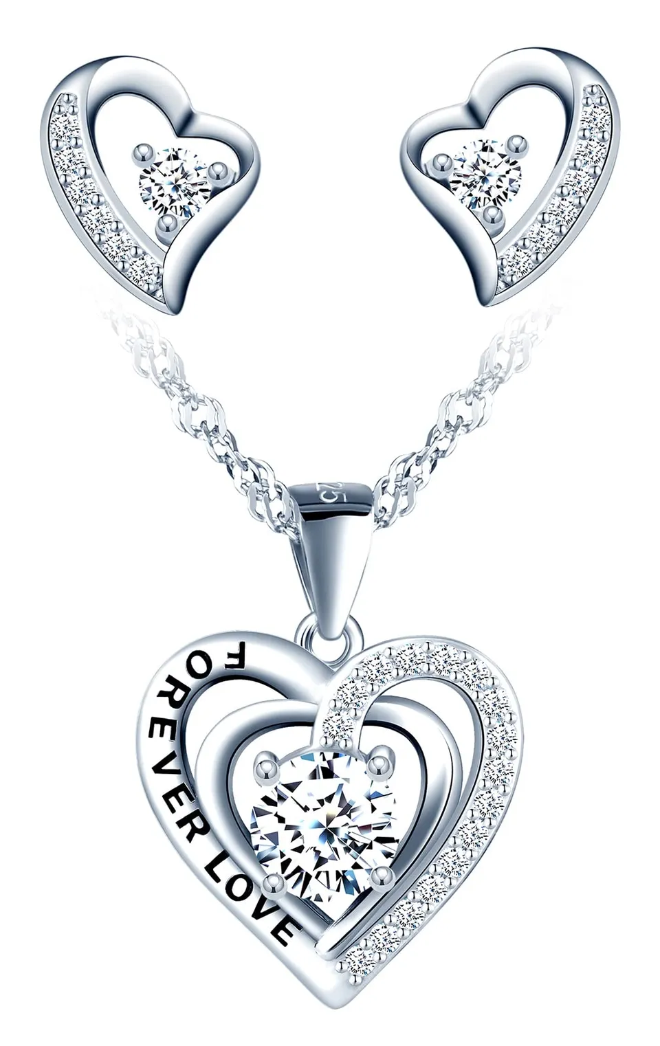 INFINIONLY Fashion Parure Cuore Forever Love 45 cm Bianco