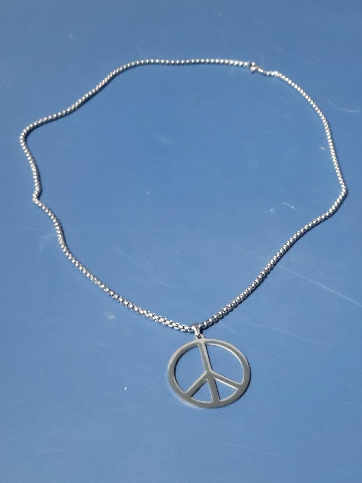 EUEAVAN Necklaces collana segno pace rotonda argento