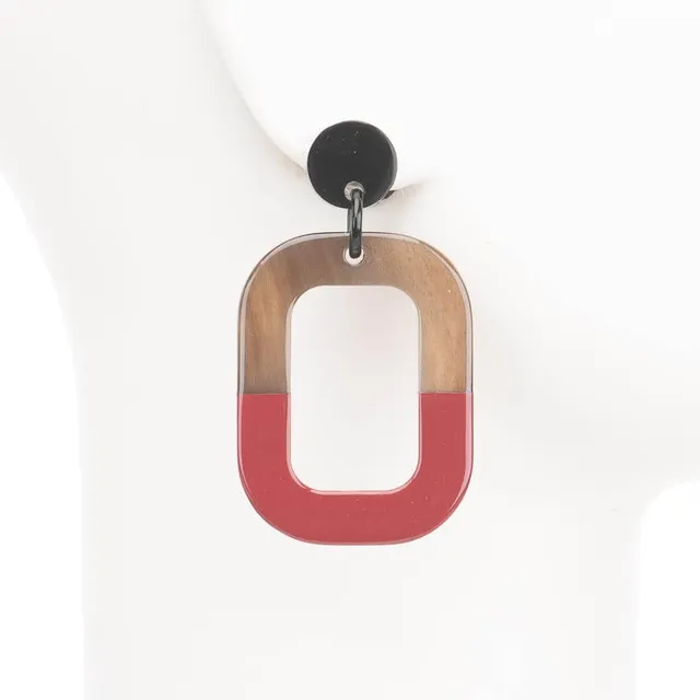 Chic Ad Hoc Orecchini Perno Corno Smalto Rosso Scuro