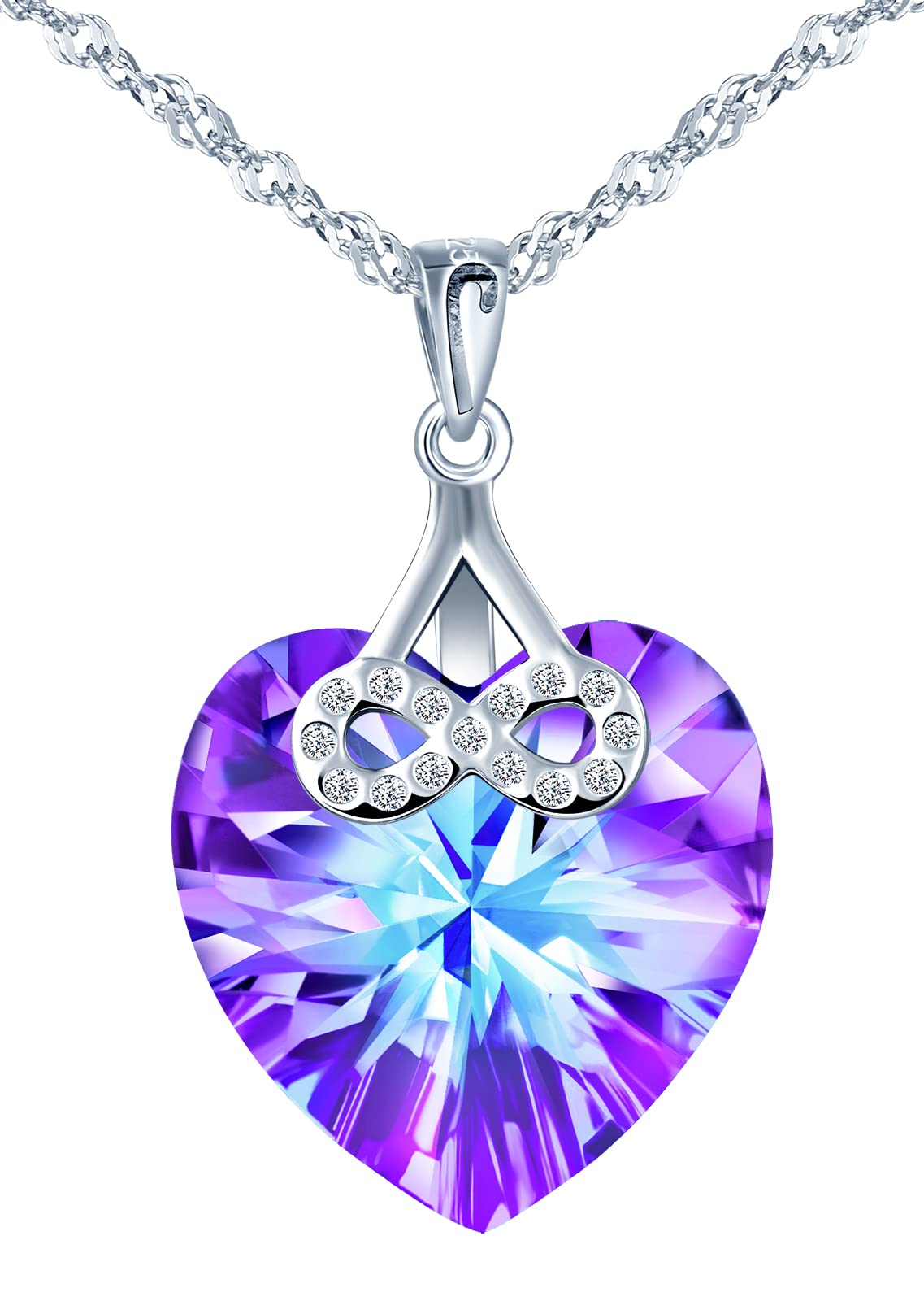 INFINIONLY Fashion Collana Cuore Cristallo Viola Argento 925