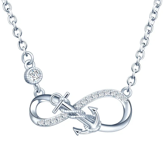 INFINIONLY Fashion Collana infinito ancora argento zirconio