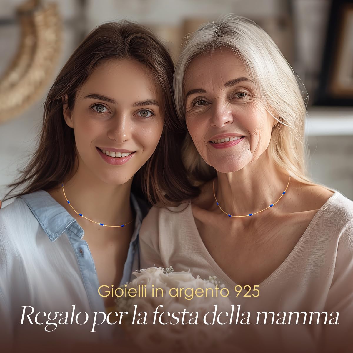 LOUISA SECRET collana argento 925 placcato oro 14k zirconi