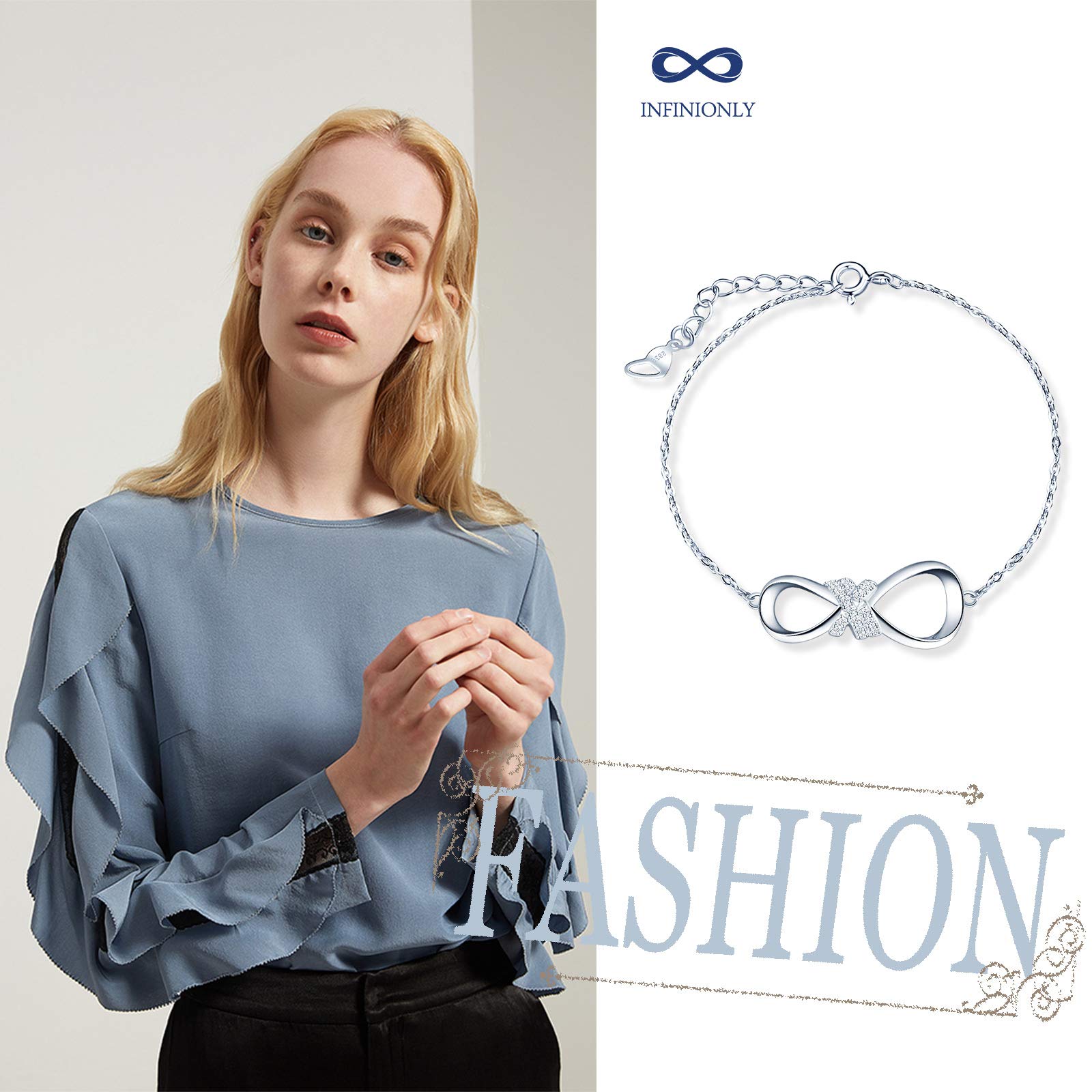 INFINIONLY Fashion Bracciale argento 925 infinito zirconi