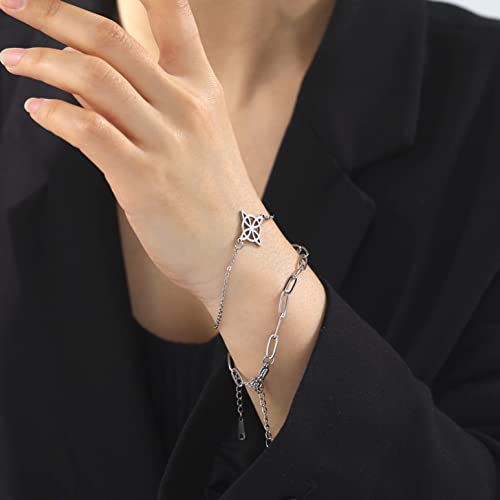 EUEAVAN Bracelets bracciale nodo strega acciaio taglia unica