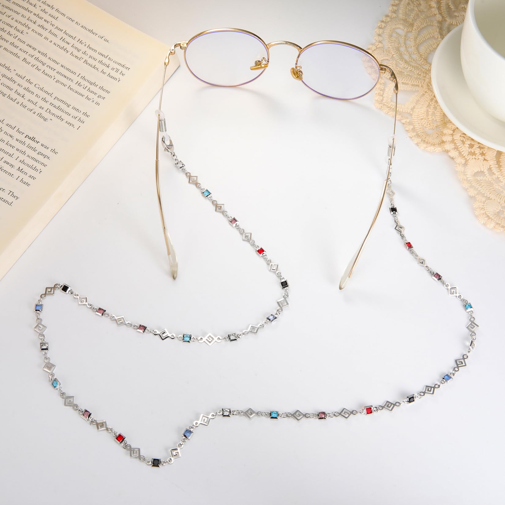 Eueavan Eyeglass cordino occhiali diamanti quadrati