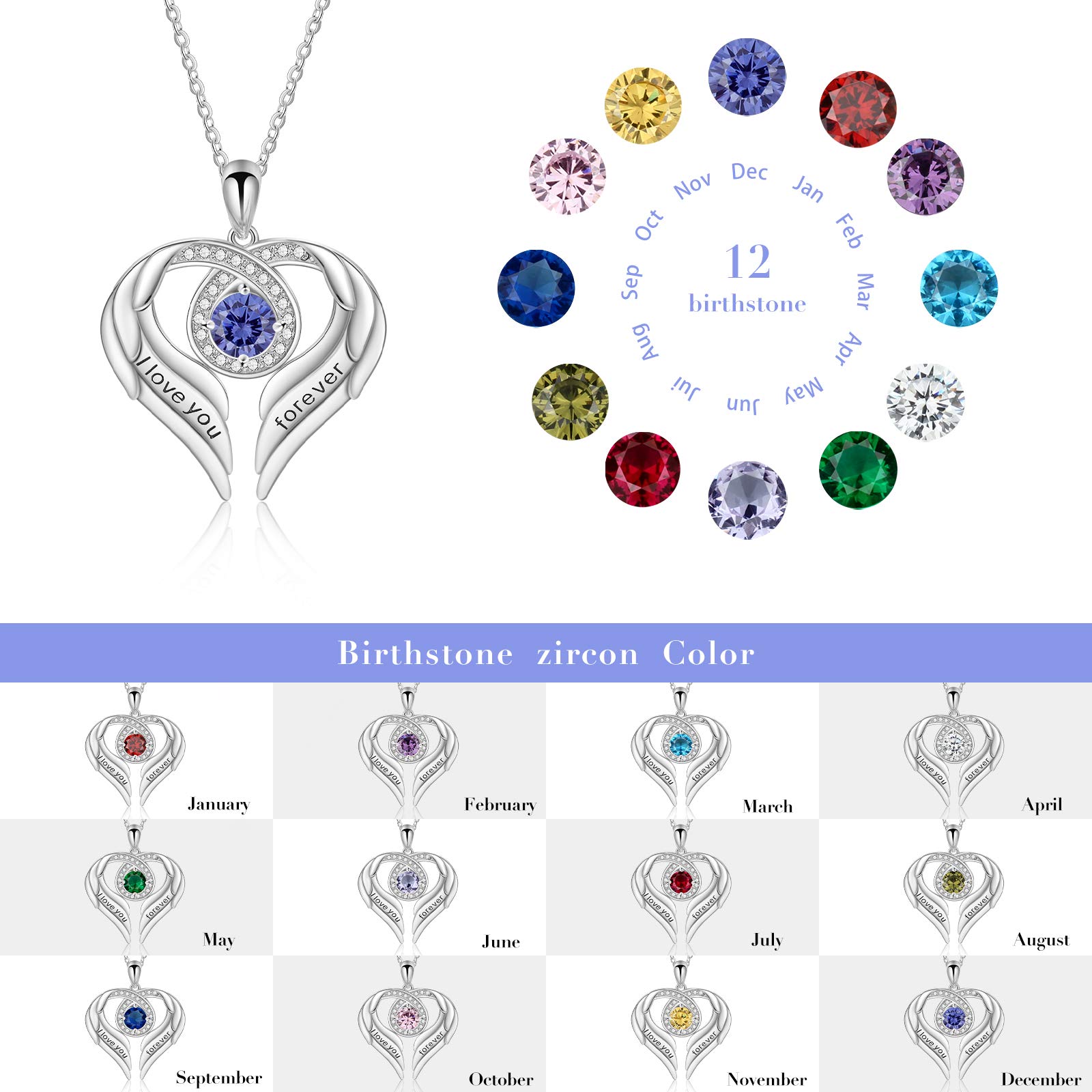 Jessemade Gioielli Collana Ala Argento 45cm Love Forever