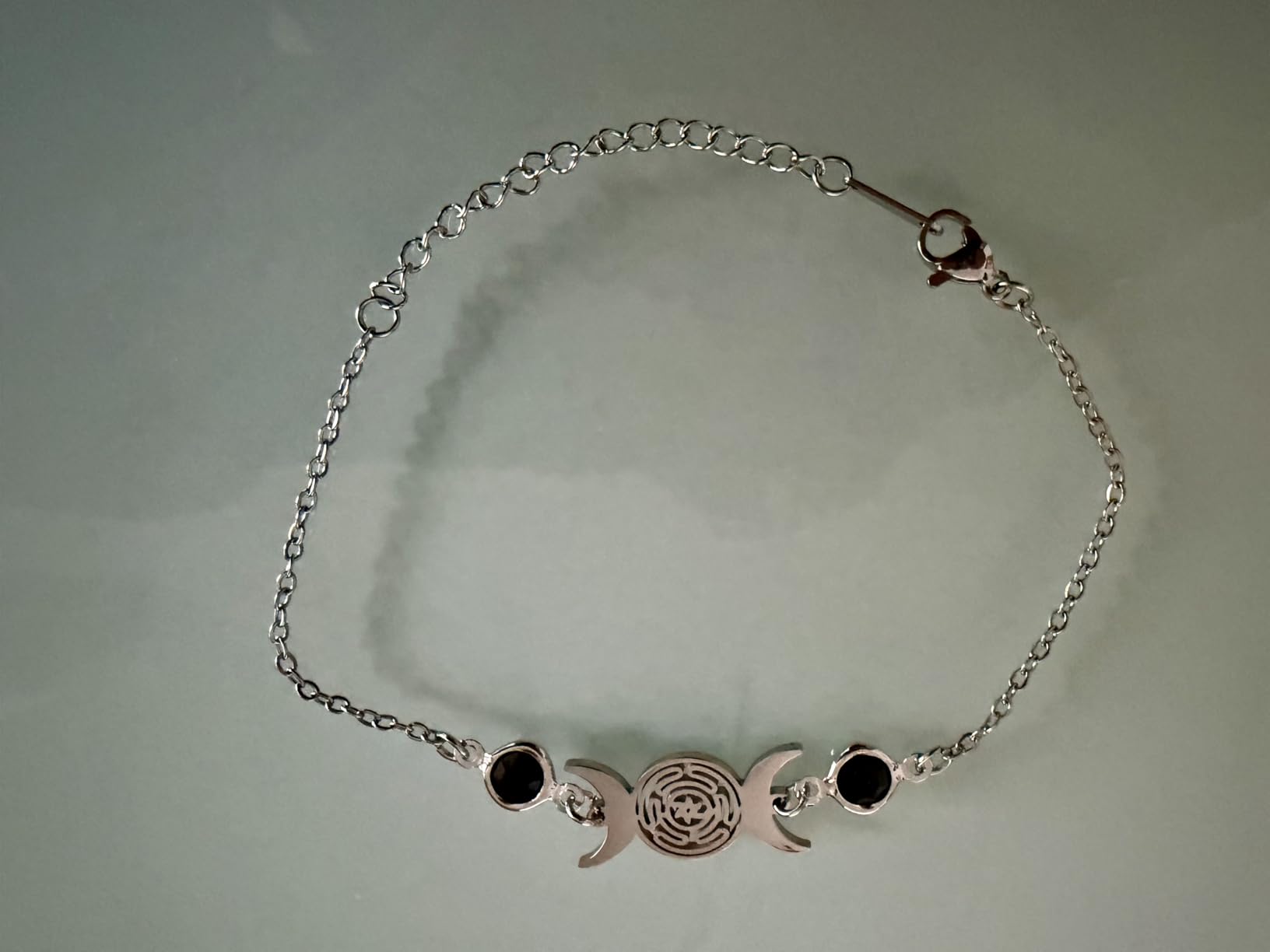 Eueavan Bracelets Bracciale Hecate Tripla Luna Argento Regolabile