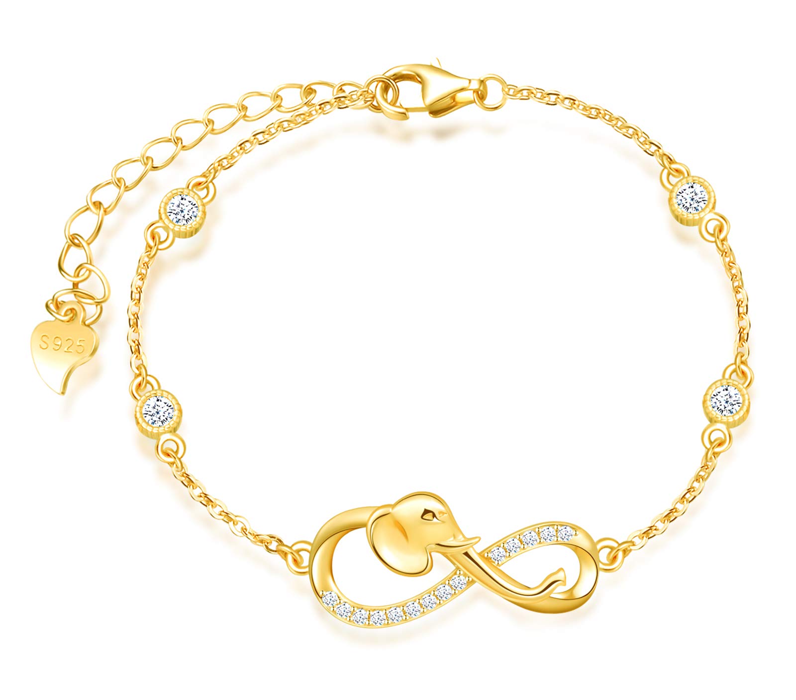 INFINIONLY Fashion Necklaces Gold-Necklace collana oro elefante zirconi