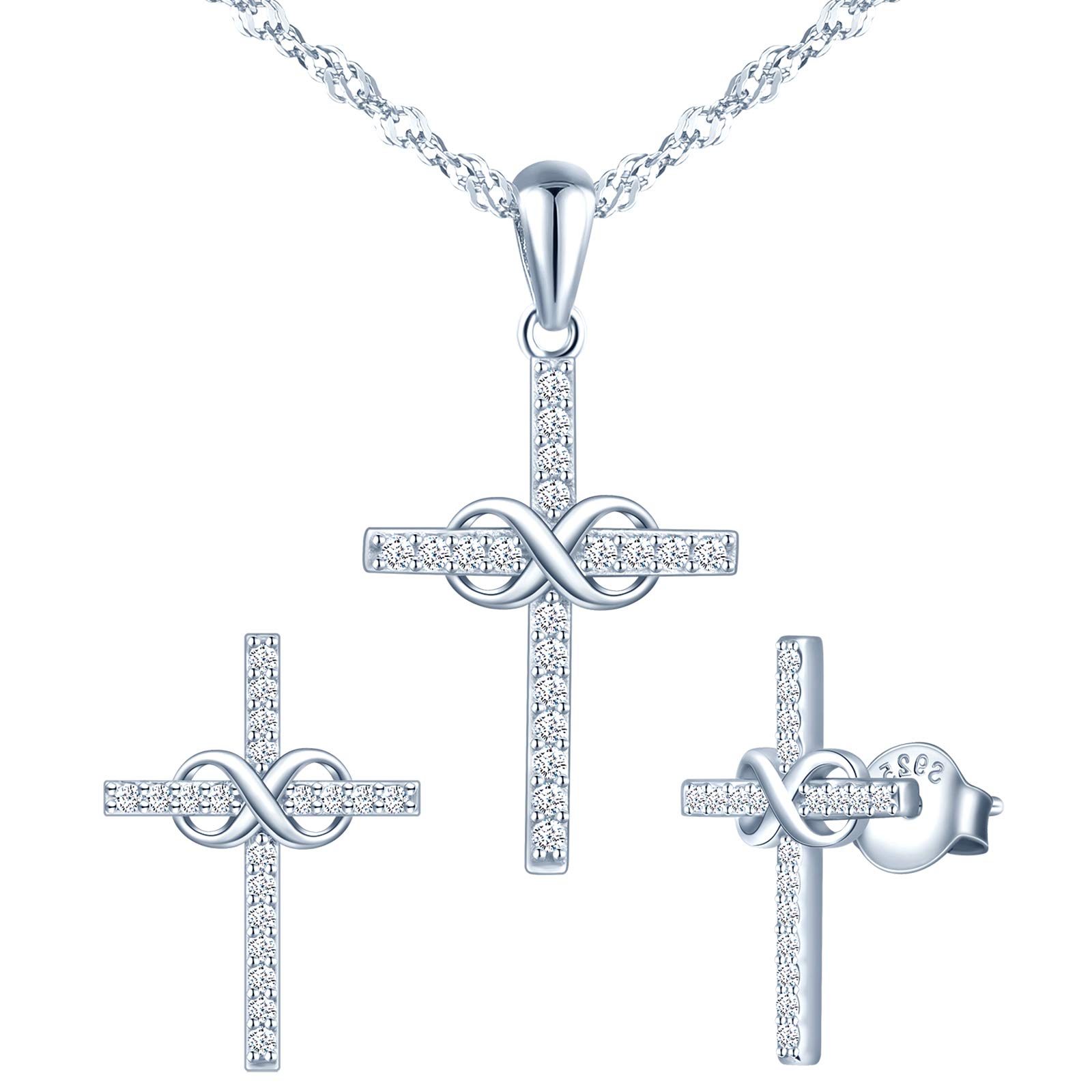 INFINIONLY Fashion Necklaces collana Silver-necklace croce