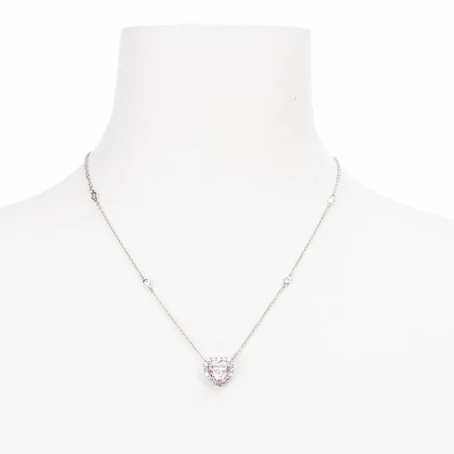 Chic Ad Hoc Collane girocollo argento zirconi cuore rosa