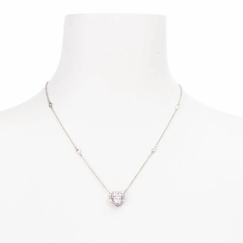 Chic Ad Hoc Collane girocollo argento zirconi cuore rosa