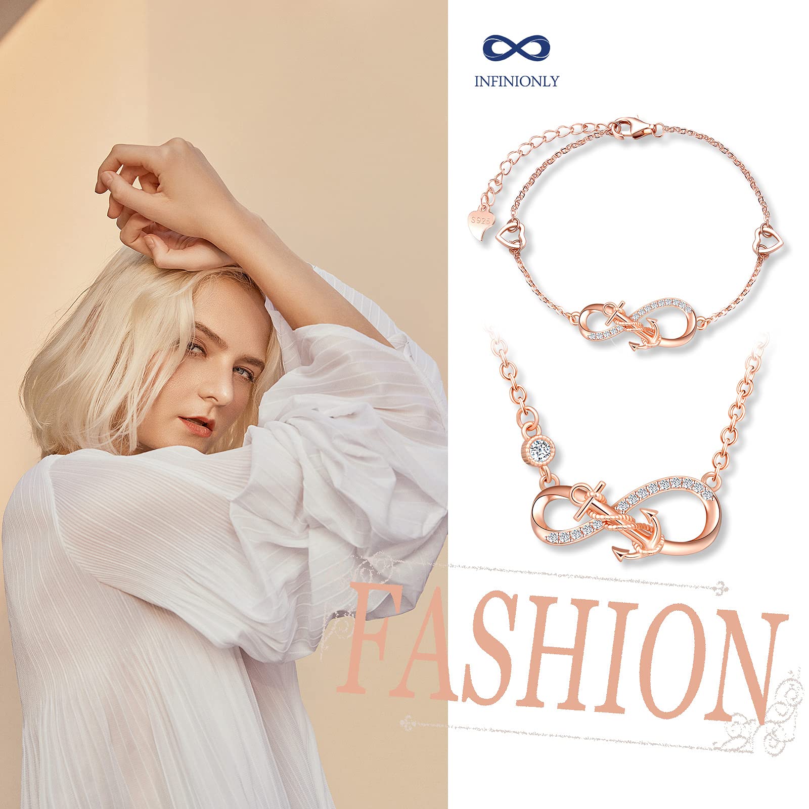 INFINIONLY Fashion Necklaces set gioielli B oro rosa