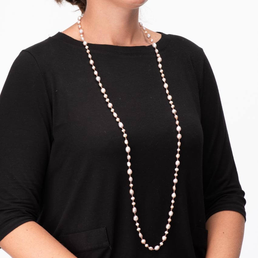Chic Ad Hoc Collane lunga perle fiume rosa