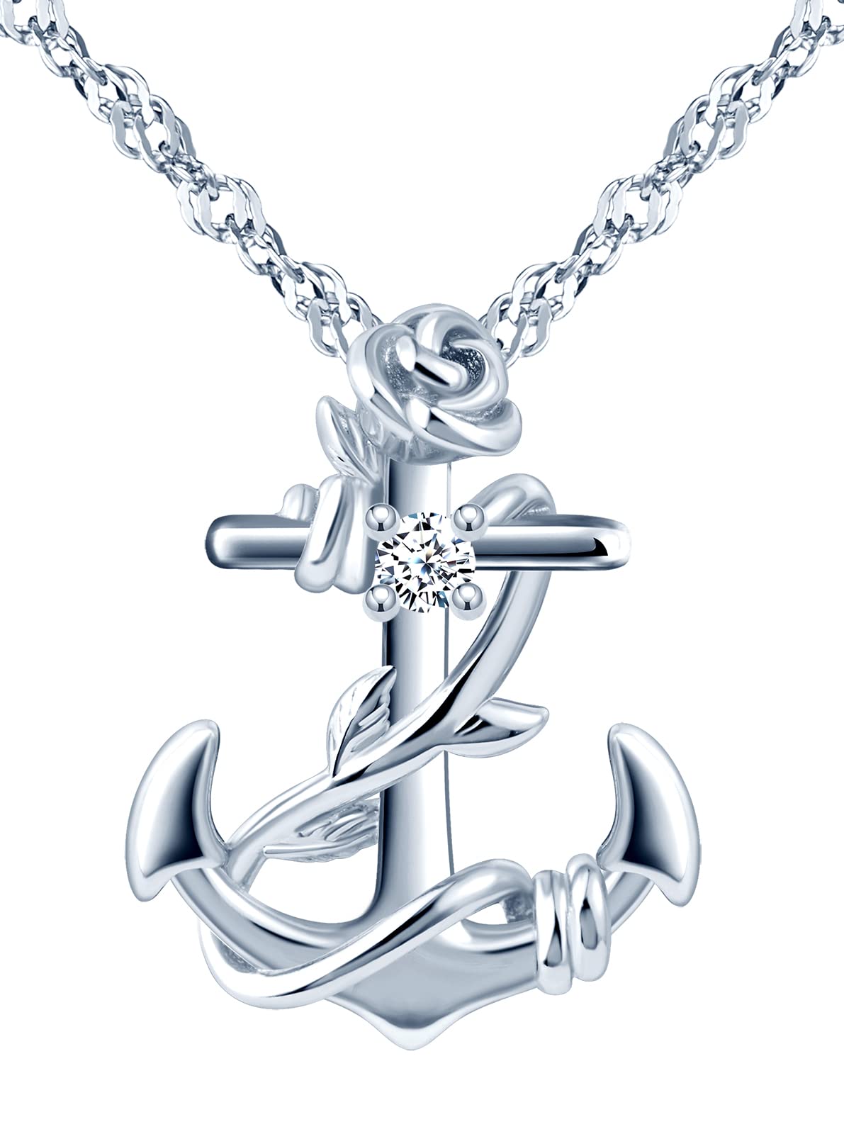 INFINIONLY Parure Collana Orecchini Argento Ancora Rosa