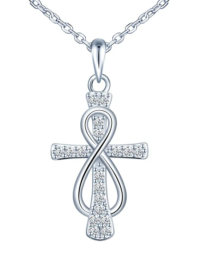 INFINIONLY Fashion Croce Collana Argento 925 Zircone