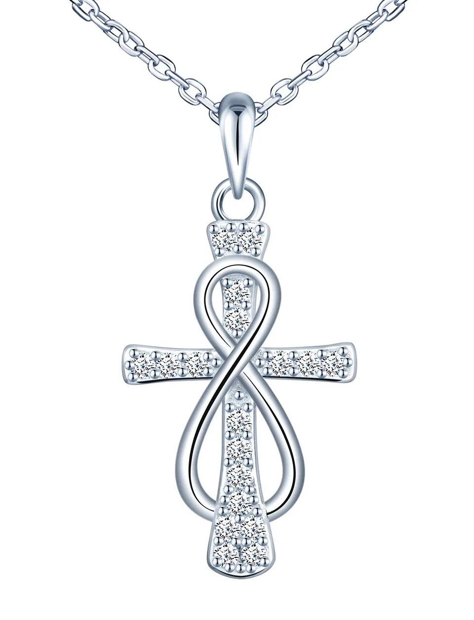 INFINIONLY Fashion Croce Collana Argento 925 Zircone