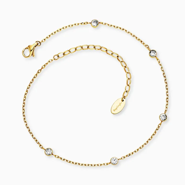 Engelsrufer Moonlight cavigliera acciaio oro con zirconi