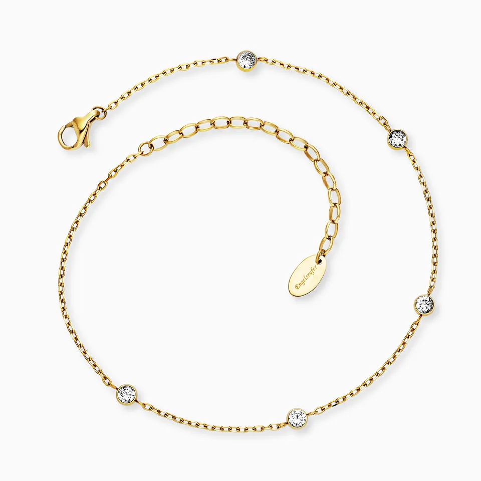 Engelsrufer Moonlight cavigliera acciaio oro con zirconi