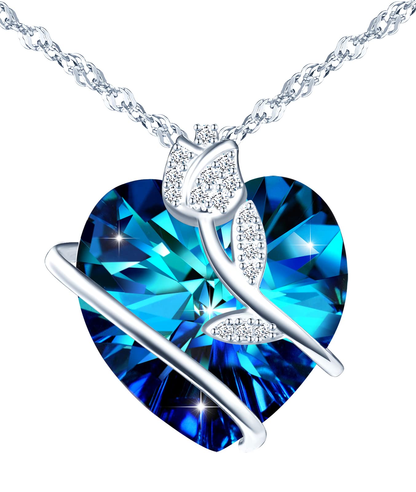 INFINIONLY Fashion Necklaces collana argento cuore viola 45cm