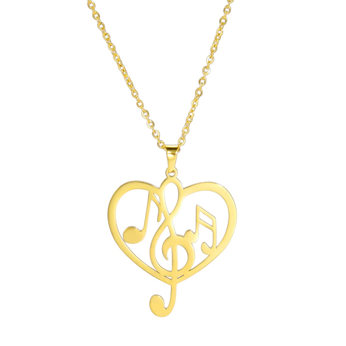 EUEAVAN Necklaces collana nota musicale cuore argento