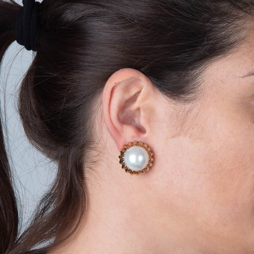 Chic Ad Hoc Orecchini a clip perla oro raggi