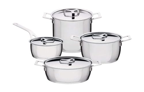 Alessi AJM100S9 set pentole acciaio 9 pezzi lucido