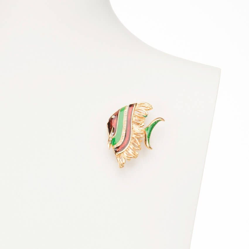 Chic Ad Hoc Spilla pesce angelo oro verde marrone