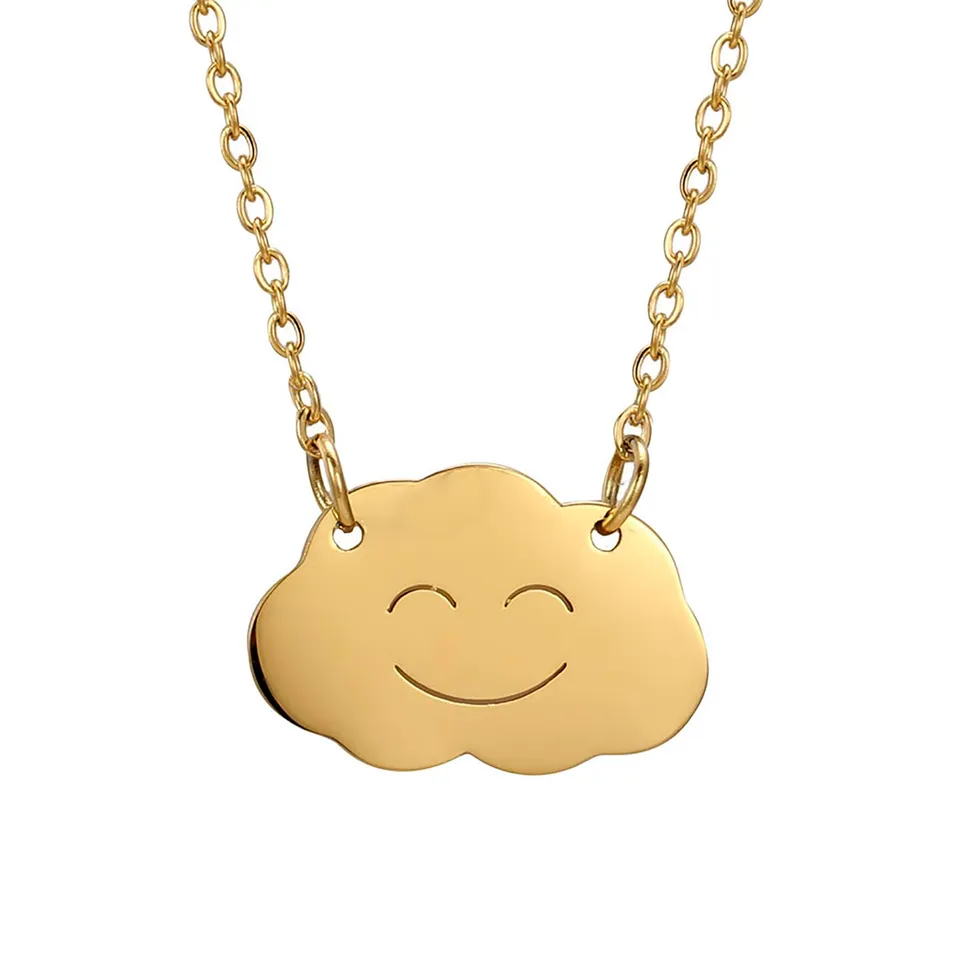 EUEAVAN Necklaces collana nuvola smiley acciaio minimal