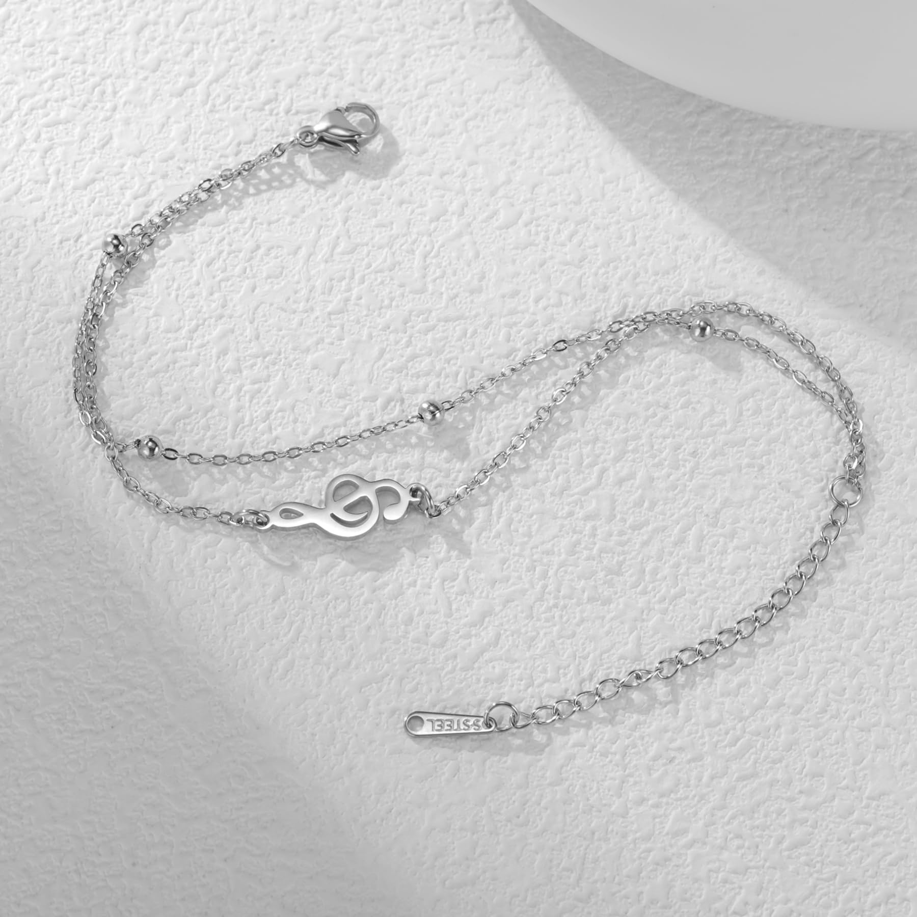 EUEAVAN Bracelets Braccialetto musica argento multistrato