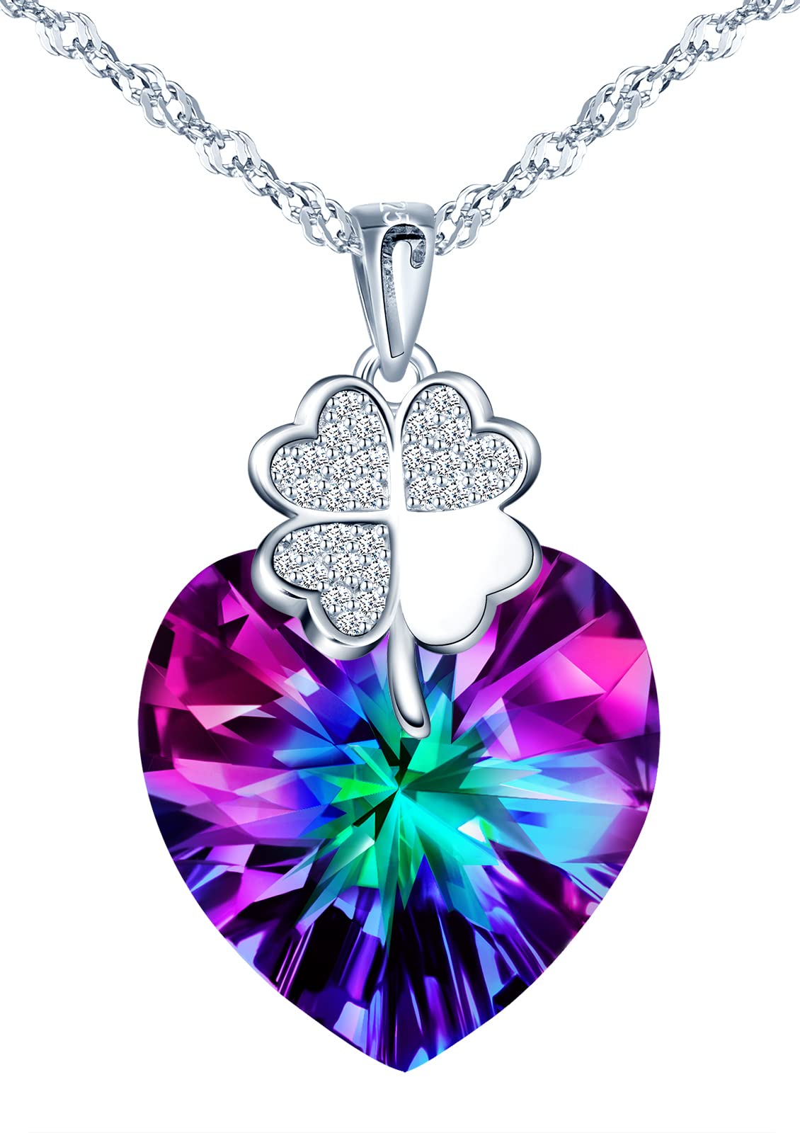 INFINIONLY Fashion Necklaces collana cuore blu oceano 45 cm