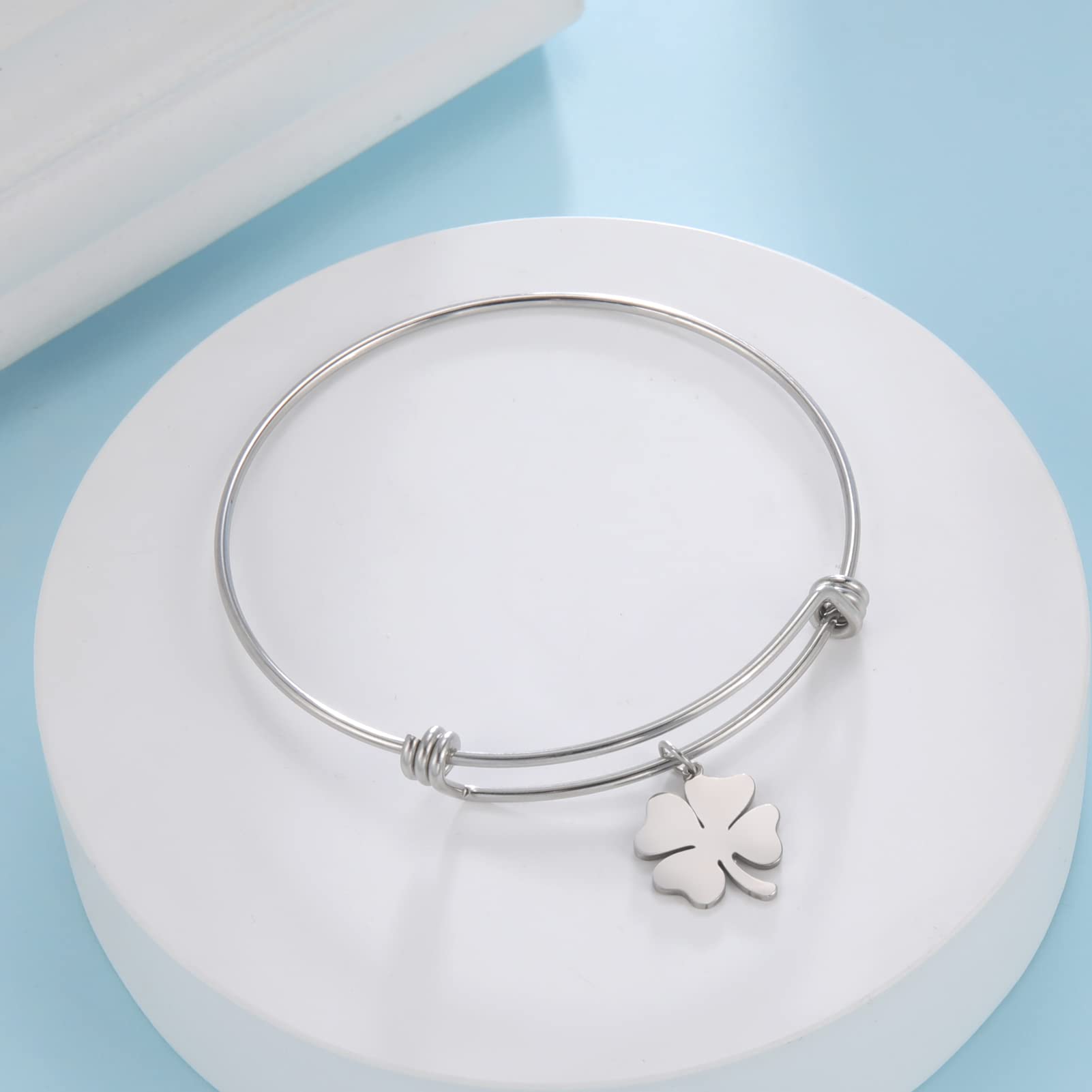 EUEAVAN Bracelets Bracciale Trifoglio Acciaio Espandibile