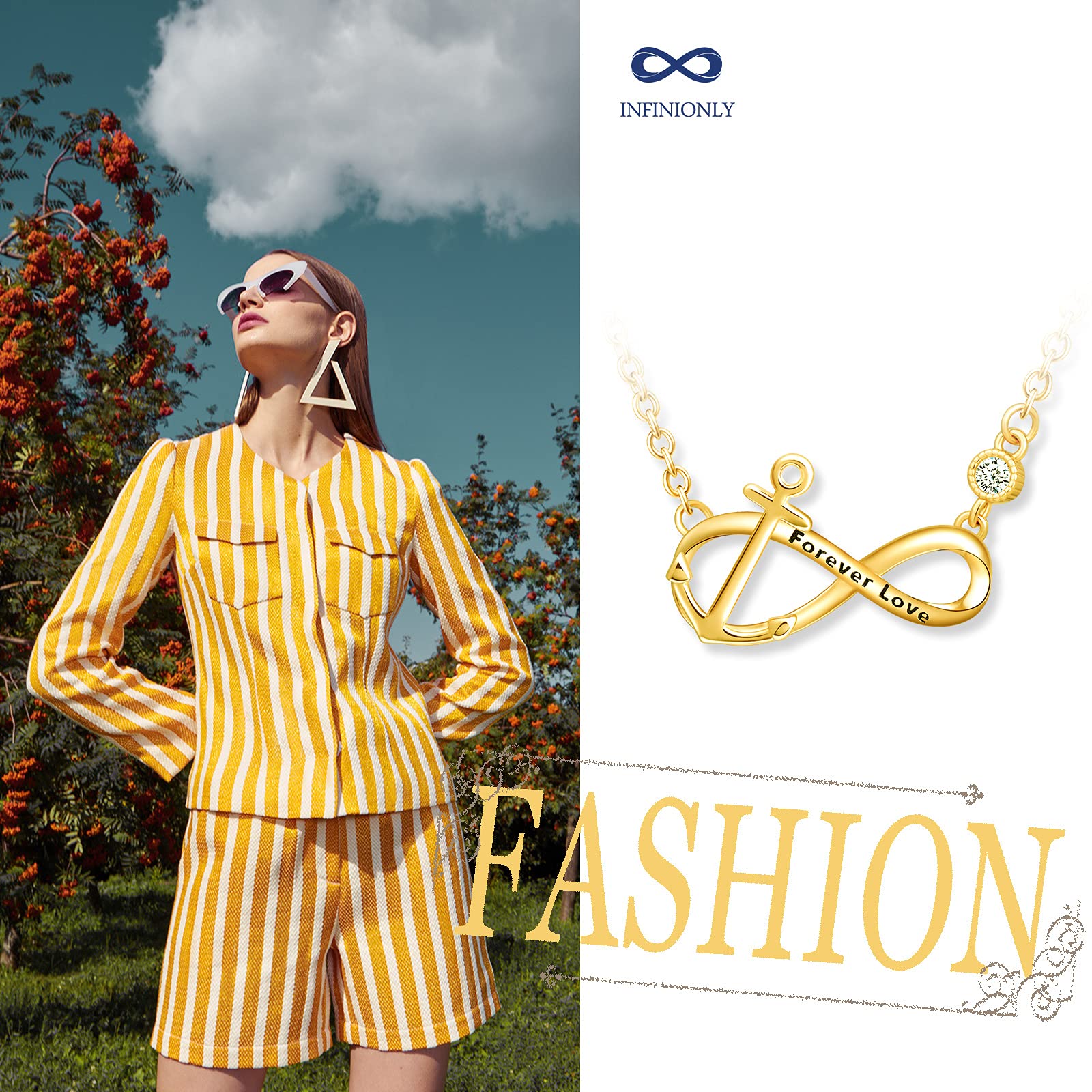 INFINIONLY Fashion Collana infinito oro donna argento 925