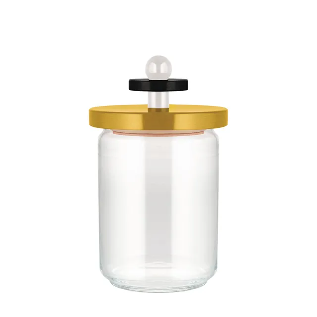 Alessi ES16/100 1 Mr. Sottsass Barattolo Vetro Giallo 12x20,5 cm