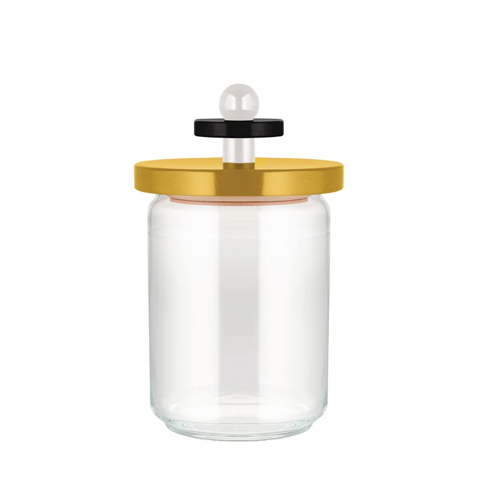 Alessi ES16/100 1 Mr. Sottsass Barattolo Vetro Giallo 12x20,5 cm