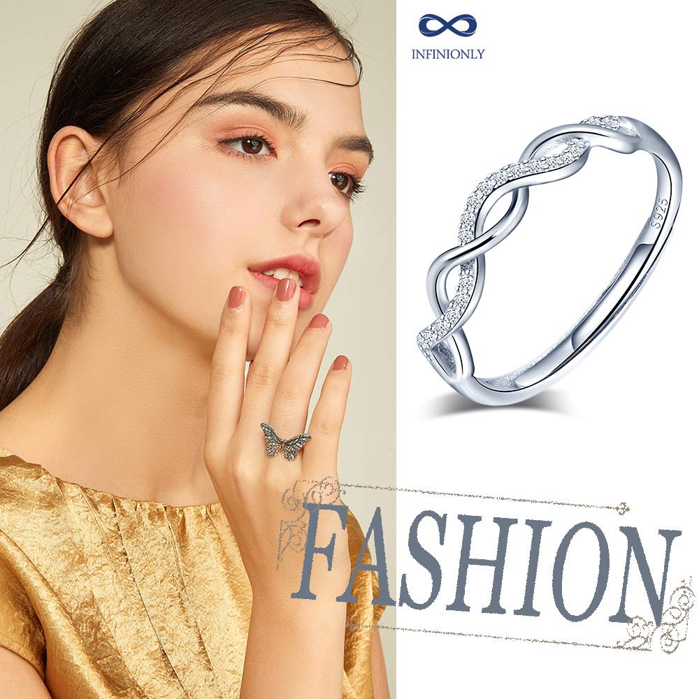 INFINIONLY Fashion Rings anello aperto argento 925 infinito regolabile