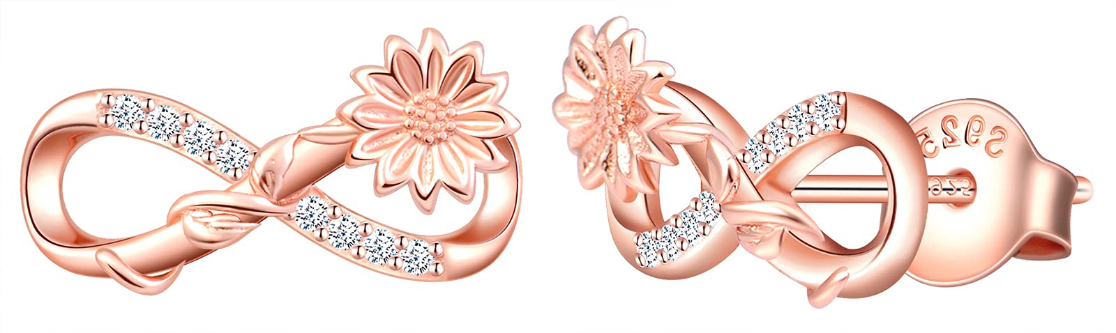 INFINIONLY Collana infinito girasole oro rosa argento