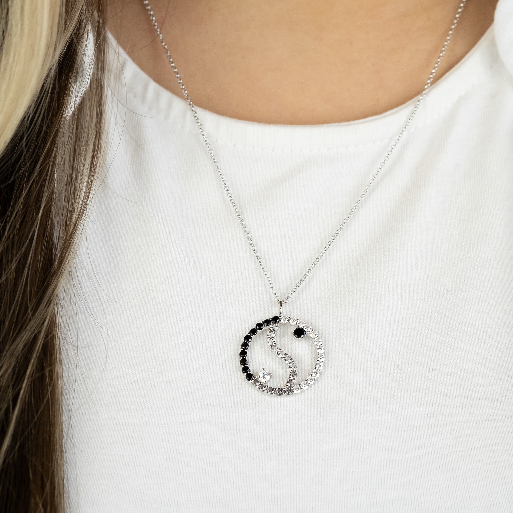 Engelsrufer Yin Yang collana argento 925 zirconi multicolor