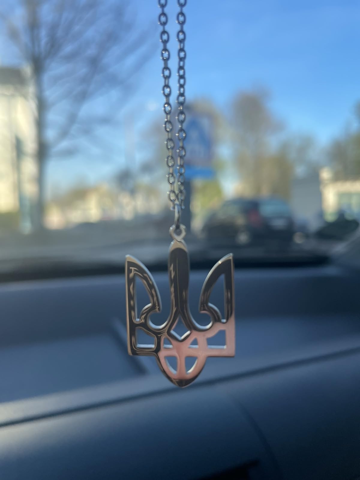 EUEAVAN Necklaces Collana tridente Ucraina argento acciaio