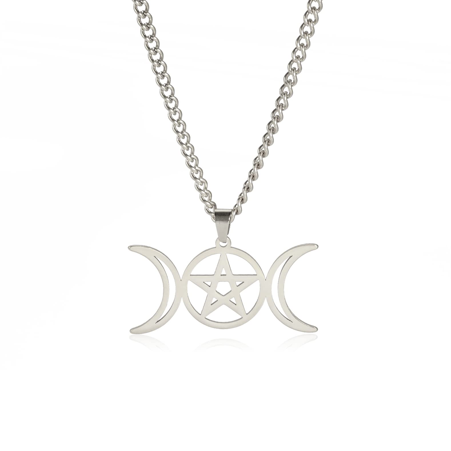 Eueavan Collana Tripla Luna Stella Acciaio Donna