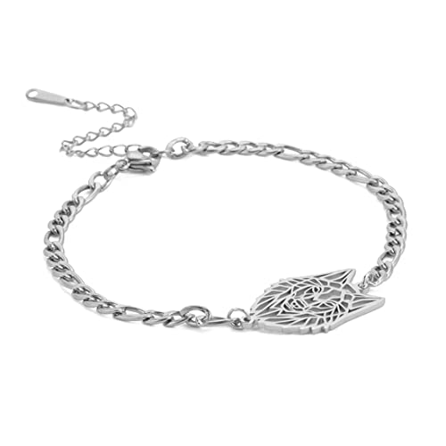 EUEAVAN Bracelets bracciale lupo vichingo argento