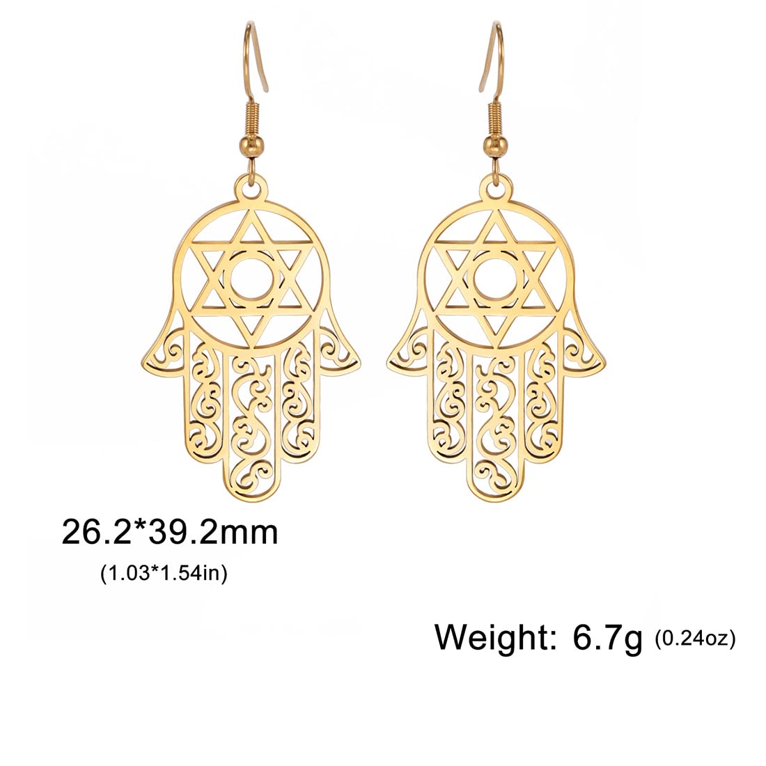 EUEAVAN Earrings Orecchini Hamsa oro amuleto protezione