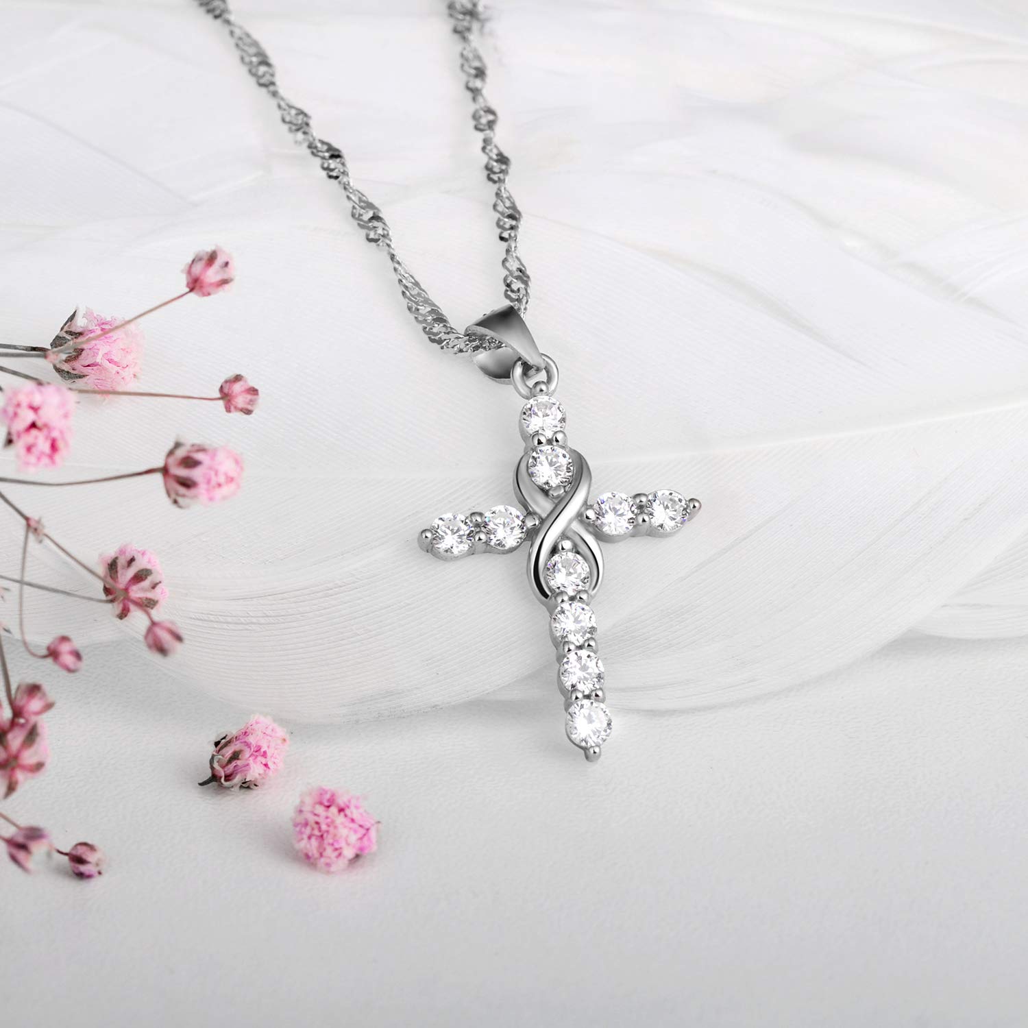INFINIONLY Fashion Collana Argento 925 Silver Croce Infinito Zircone