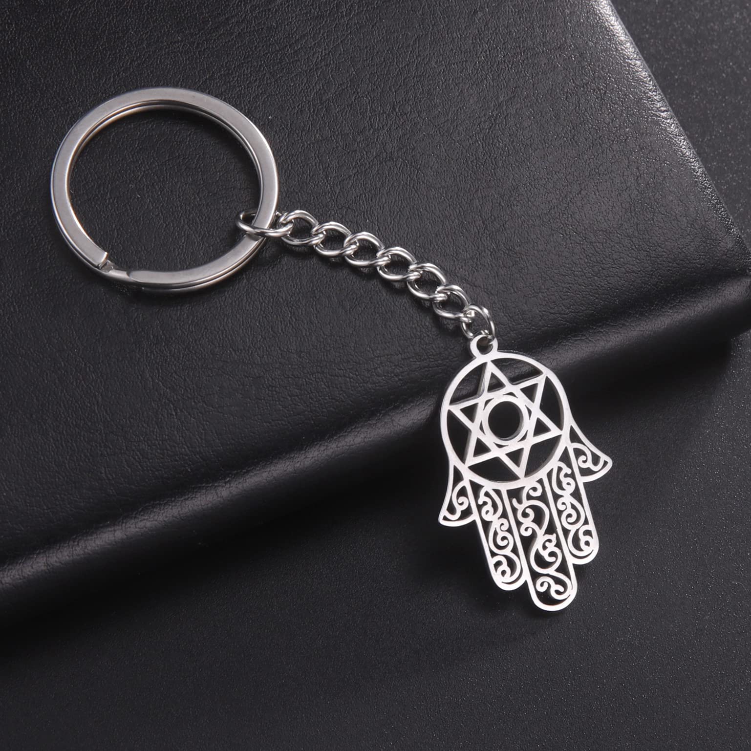 EUEAVAN Keyrings portachiavi hamsa mano fatima argento